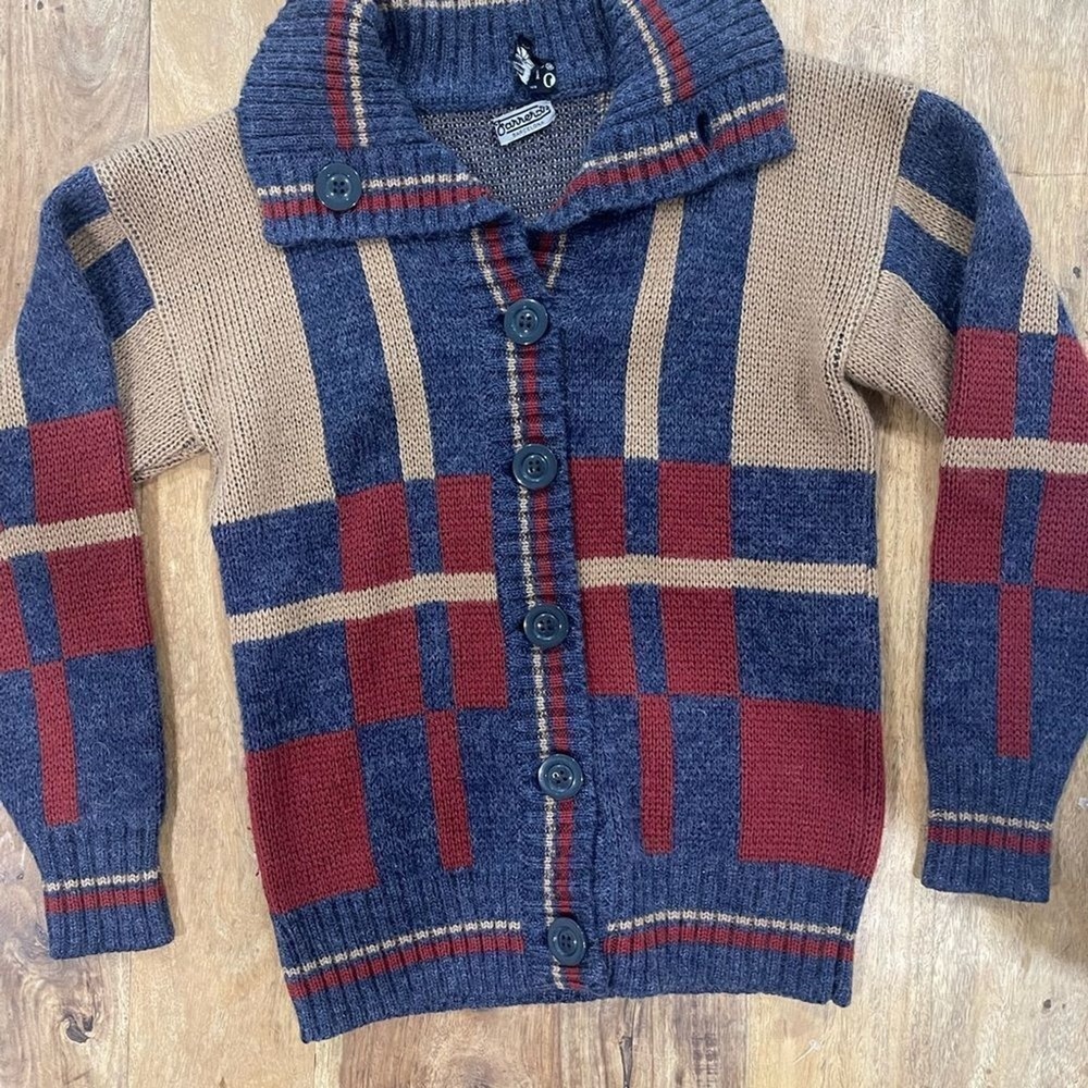 Smith vintage tartan style front buttons cardigan made in Spain sz 38 M - Picture 2 of 9